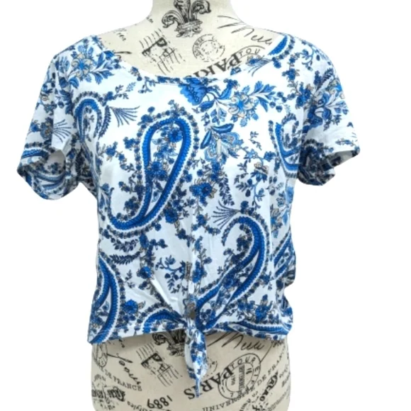 H&M paisley tie front crop top size S - Picture 2 of 13